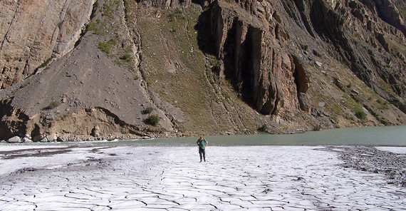 Bildung eines Schwemmfächers im Pin Tal, Himachal Pradesh, Indien