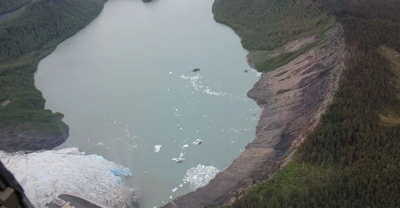 A moraine-dammed lake below the Finger Glacier in Glacier Bay National Park, Alaska, in 2023.