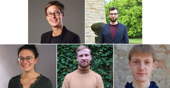 Collage aus fünf Porträts von zwei Frauen und drei Männern