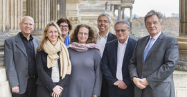 Gäste der Tel Aviv University (TAU) mit dem Vizepräsidenten für Internationales, Alumni und Fundraising, Prof. Dr. Florian Schweigert, und der Leiterin des Präsidialamtes, Dr. Vera Ziegeldorf (2. Von links). Foto: Thomas Hölzel.