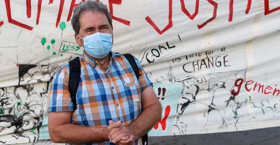 Gisbert Fanselow bei einer Kundgebung der Scientists for future 2020 | Foto: Stefan Müller