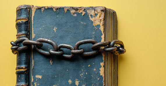 altes Buch, das von einer Kette umwickelt ist