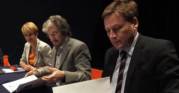 President Prof. Oliver Günther, Ph.D. (University of Potsdam), Rector Carlos Ruta (UNSAM) and Minister of Science Dr. Martina Münch (from left to right) (Photo: Pablo Carrera Oser).