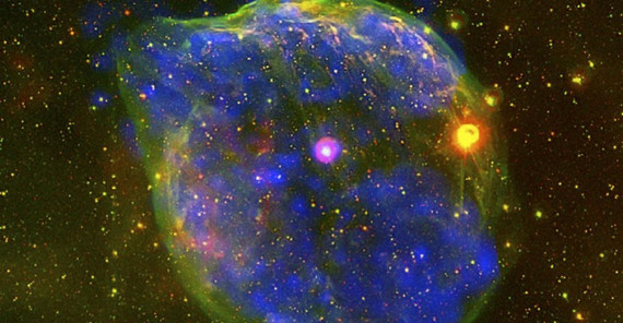 Der Wolf-Rayet-Stern WR6 im Zentrum hat diese Nebel-Blase erzeugt, Copyright ESA, J. Toala, M. Guerrero und andere Der Wolf-Rayet-Stern WR6 im Zentrum hat diese Nebel-Blase erzeugt, Copyright ESA, J. Toala, M. Guerrero und andere