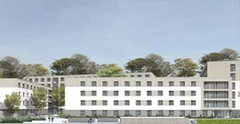 Skizze der Seitenansicht des neuen Studierendenwohnheims