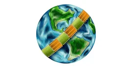 Illustration of the planet earth with "patched" segments.
