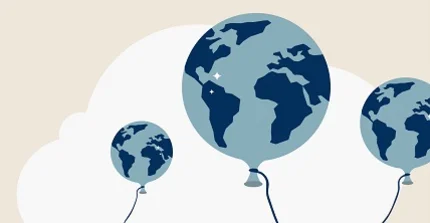 Erdkugel mit Luftballons