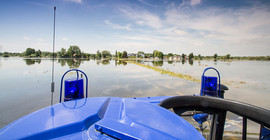Rettungsboot bei Flutkatastrophe
