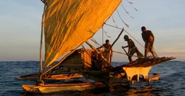 TePuke Segelboot von der Insel Taumako in der Santa-Cruz-Gruppe der Salomonen