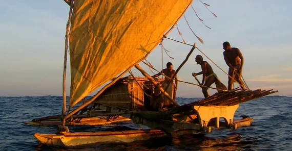 TePuke Segelboot von der Insel Taumako in der Santa-Cruz-Gruppe der Salomonen